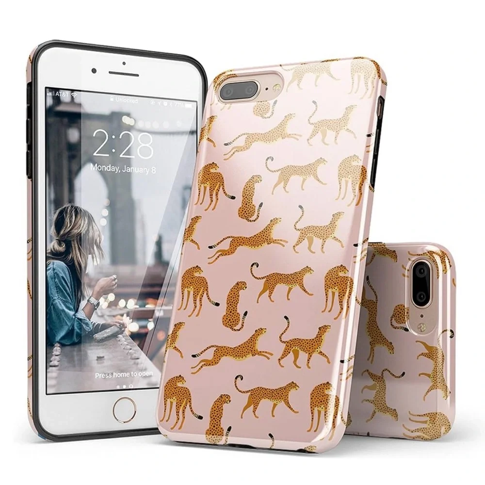 Casely iPhone 6/6s/7/8 Plus Case | On The Prowl | Pink Leopard Print Case